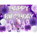 Purple Silver Birthday Party Decorations Happy Birthday Aluminium Ballons Latex Balloons for Birthday Party Supplies